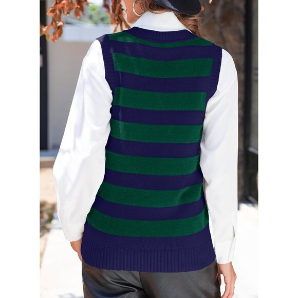 Women Sweater Vest V Neck Knit Sleeveless Tunic Casual Fall 2025 Outfits - Picture 3 of 5
